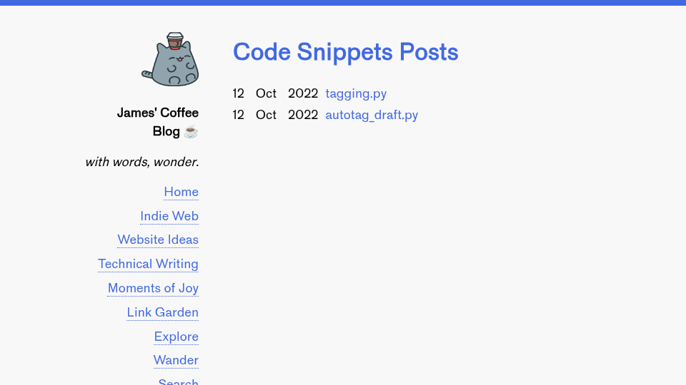 Code Snippets | James' Coffee Blog